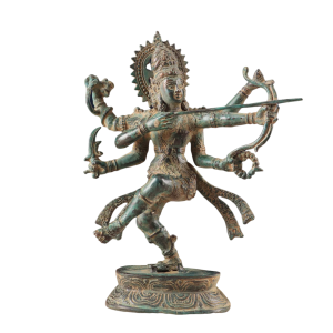 Indonesian Bronze Dancing Lord Rama Sculpture | 10" x 8" x 3.5" (25.4 x 20.3 x 8.9 cm) | 860g Vintage Art | Dynamic Bow Arrow Pose | Sacred Decor